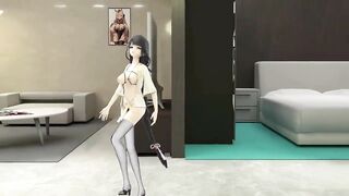 Shogun Raiden Dancing Tomboy Song Comics Genshin Impact MMD CG Cutie Half Exposed Ebony Hair Color Edit Smixix
