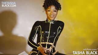 Latex Female-Dominant Tasha Teases U With Massive, Thong-On Knob