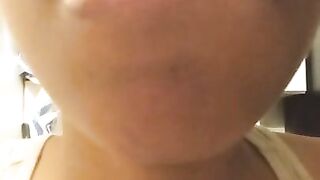 Lip teasing and noisy kisses