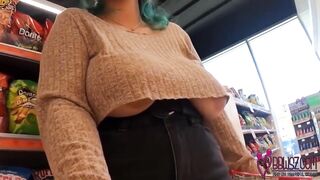 Going Shopping With Her Breasts Out