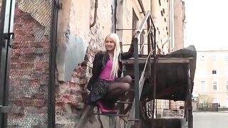 Russian ebony nylons upskirt