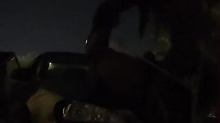 banging on hood of car nearly caught