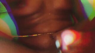 Ebony hotty playing with her pink vibrating vibrator