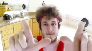 Guy spying black beauty in shower