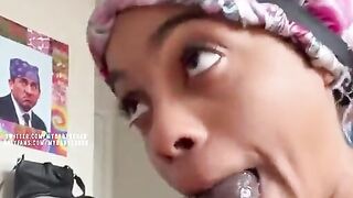 Black sucks weenie and let me cum all on her face