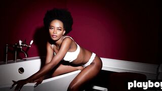Enjoyable black chick Alicia posed in white underware previous to excitement striptease