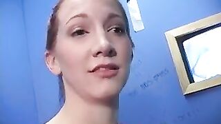 Cadence Calibre swallows a large and thick ebony load at a gloryhole