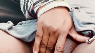 Rubbing this black snatch in my car on my lunch break