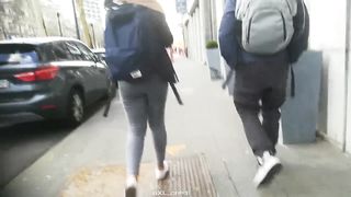 Candid Bubble Butt on Ebony Teen Walking down the Street