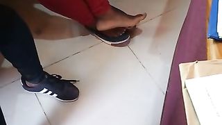 Candid Feet Rubbing at the Office