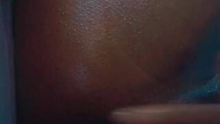 Chubby butt black squirts during the time that masturbating.