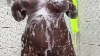 Hawt BLACK WENCH Have A Fun Showering(SHOWER SHOW)+Naughty Twerk Inthe Shower As DAD watches & masturbate!