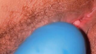 A teen gal testing on her recent dildo in the centre of the night.