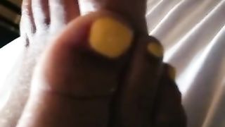 Cum on Fat Ebony Toes