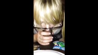 Nerdy White Girl Sucking Black Dick