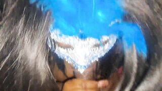 Masked black gave a oral job and I cum in her throat