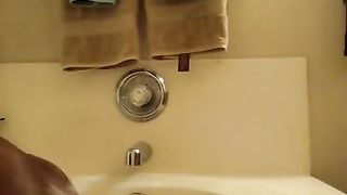 Ebony Riding Dildo in Tub