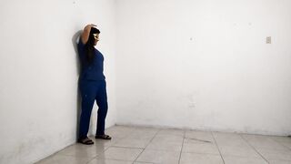 Nurse flirts with the street sweeper and suggests him a alluring oral pleasure