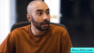 Breasty hawt masseuse with ncie natural titties prepare client for a nuru experience - Oliver Davis, Mocha Menage