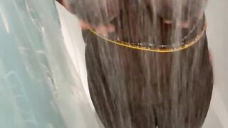 Hot Black washes her large glamorous breast