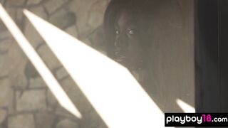 Sexy all natural black teen Victoria Antoinette discloses her ebony cunt