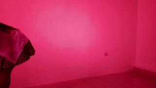 Student with bad grades makes porn in uniform in a red room