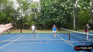 Having Sneaky Sex Right in the Centre of a Tennis Game - PervTeen