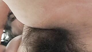 Aged mother i'd like to fuck's bushy twat beneath