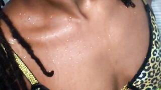 QUEEN ANNA-Black Hottie. CLOSE UP INSIDE SHOWER