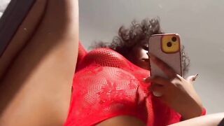 Cute black teen Rides Torso in mirror