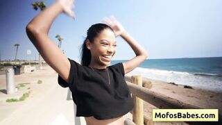 Hawt ebony cutie seduces white ally with her admirable large tits and soaked butt (Eden West, Charles Dera)