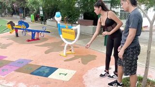 I play with a stranger in the park on the little airplane and I end up taking her home to give her a worthwhile bang with my giant shlong until I give her all my milk in her twat. HL