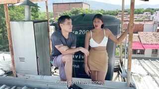 My shy neighbour gives me a priceless bang with his giant knob on the roof of the abode in swap for helping me with the roof repair.