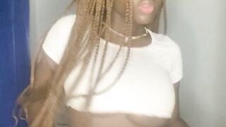 Black cutie gets so lewd dancing that this babe ends up masturbating and opening her twat