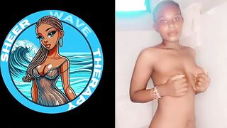 Thick Afro woman taking a shower