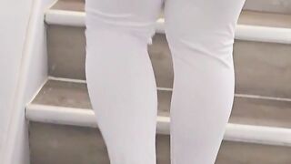 Thick and curvy large booty walking upstairs