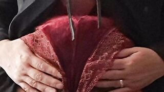 Neighbour, showing her hirsute vagina and melons to a stranger