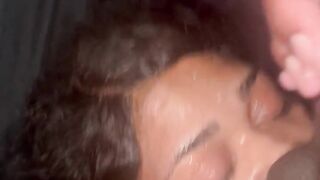 SAT ON HER FACE AND CUM IN ONE AS WELL AS THE OTHER THIS FLOOZY’s EYES