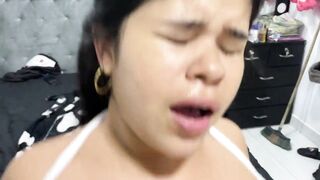 I bang my stepsister and cum inside her biggest breasts