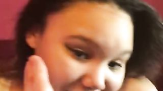 Ebony Mixed Girl gives A Blowjob and gets a Cumshot Facial