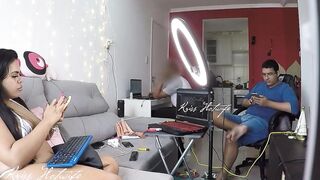 Showing off to the computer technician and my cuckold spouse didn't even notice