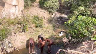 two strangers taking turns to screw this teenage village angel in the river
