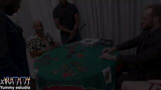 Cuckold spouse looses Cards Game and His Charming Wife Bruna Santos has to Pay his Debt with Her Body Doing DAP, double penetration