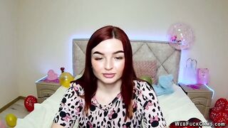 Redhead amateur sweetheart disrobes pajamas and shows tattoos on livecam