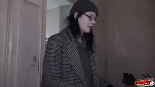 GERMAN SCOUT - Ebony Hair PAWG Glasses Hotty Melli Venom Pick Up for 1st Casting Bang in Berlin