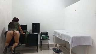 Blind and lame patient hears the groans of a lewd nurse whilst masturbating in the health center