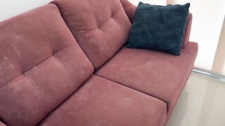 Lustful Latin chick angel pays landlord rent with her large booty and lets him cum on her face.