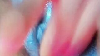 Slutty Black beauty with large wet vagina lips squirting like a fountain