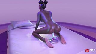 Exotic Temptress Layla, the Mystery Mouse Hotty, Rides a Rotating Sex tool & Explodes in Climax