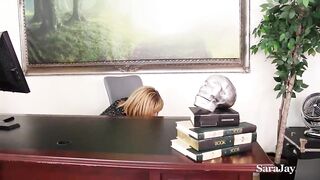Taking Care Of Hot Palatable! Sara Jay Screws Her On That Desk!